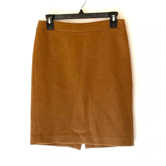 J. Crew Mercantile Pencil Skirt in Double-Serge Wool Camel Color Size 2 - Picture 1 of 9